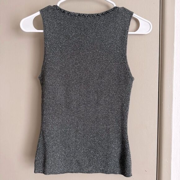 Cache Gray Embellished Fitted Sleeveless Tank Top - Picture 4 of 4